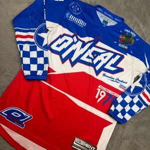 O'Neal Element Motocross Jersey Mens Small Blue Red White Excellent Racing Top